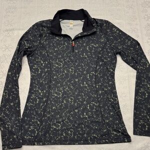 BN Lolë 3/4 Zip-Up Jacket with Black and Green Pattern yoga workout jacket/top